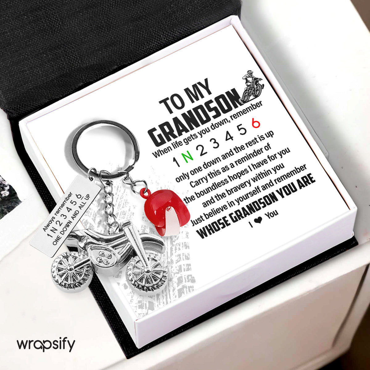 Dirt Bike Helmet Keychain - Biker - To My Grandson - Just Believe In Yourself - Gkey22003