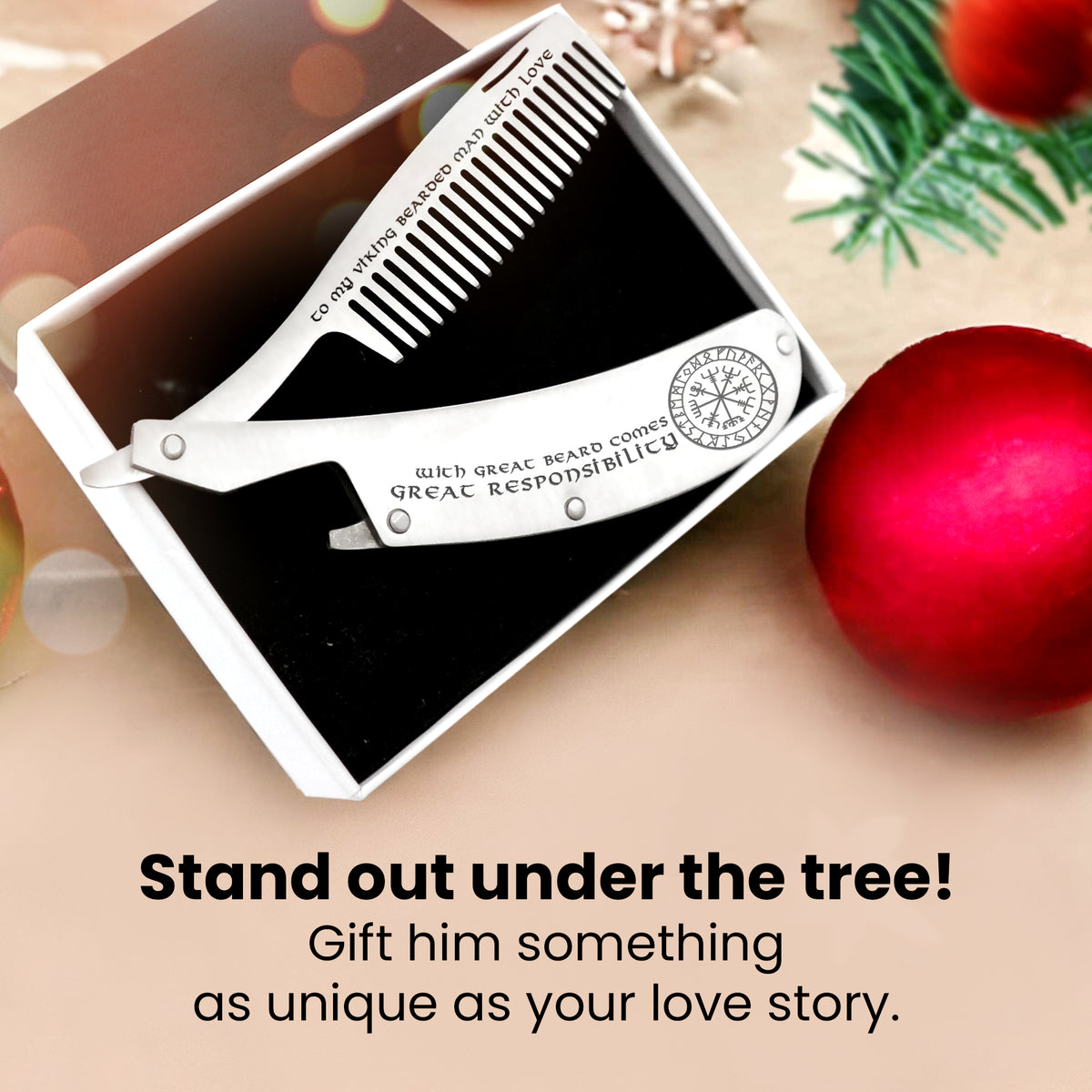 Folding Comb - To My Viking Bearded Man With Love - Gec26005