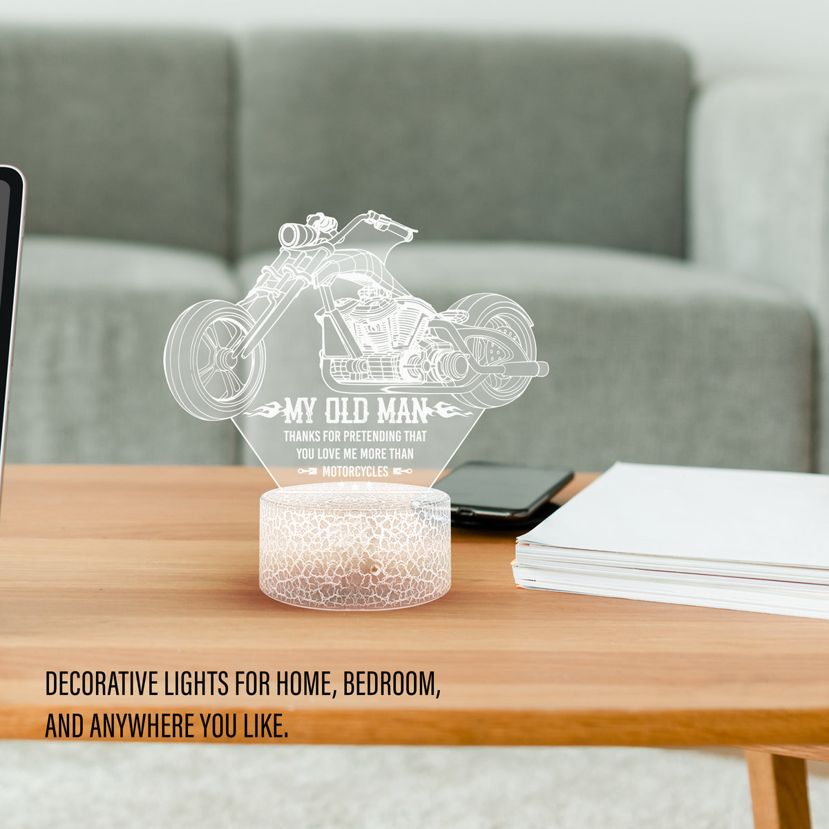 3D Led Light - Biker - To My Old Man - Thanks For Pretending That You Love Me More Than Motorcycles - Glca26013