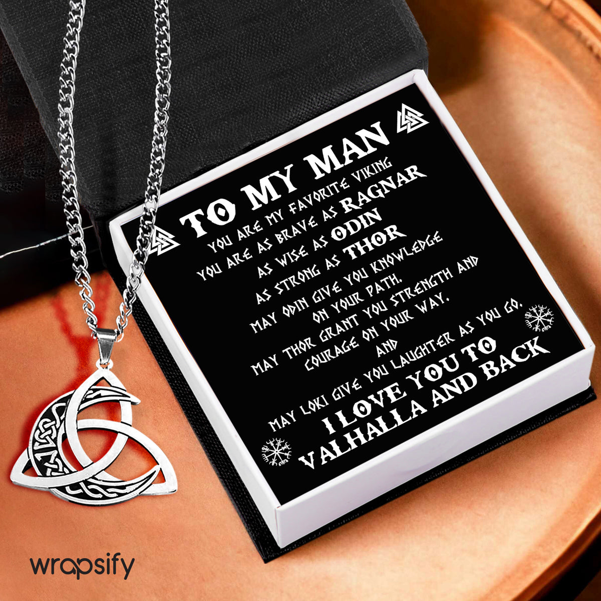 Triple Moon Necklace - Viking - To My Man - You Are As Brave As Ragnar - Gnya26004