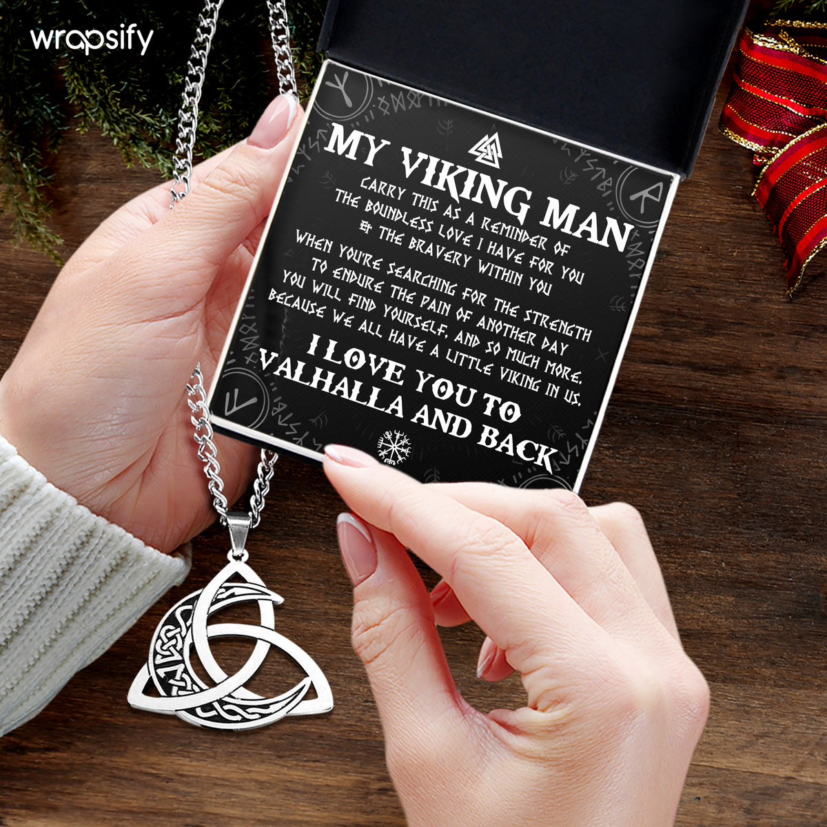 Triple Moon Necklace - Viking - To My Viking Man - You Will Find Yourself, And So Much More - Gnya26001