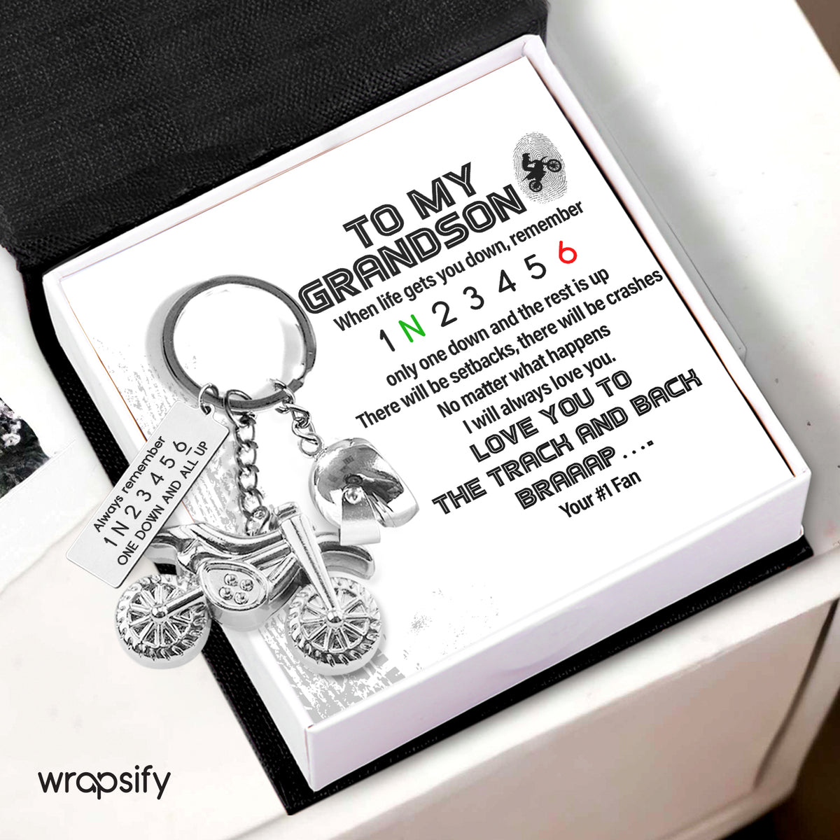 Dirt Bike Helmet Keychain - Biker - To My Grandson - I Will Always Love You - Gkey22002