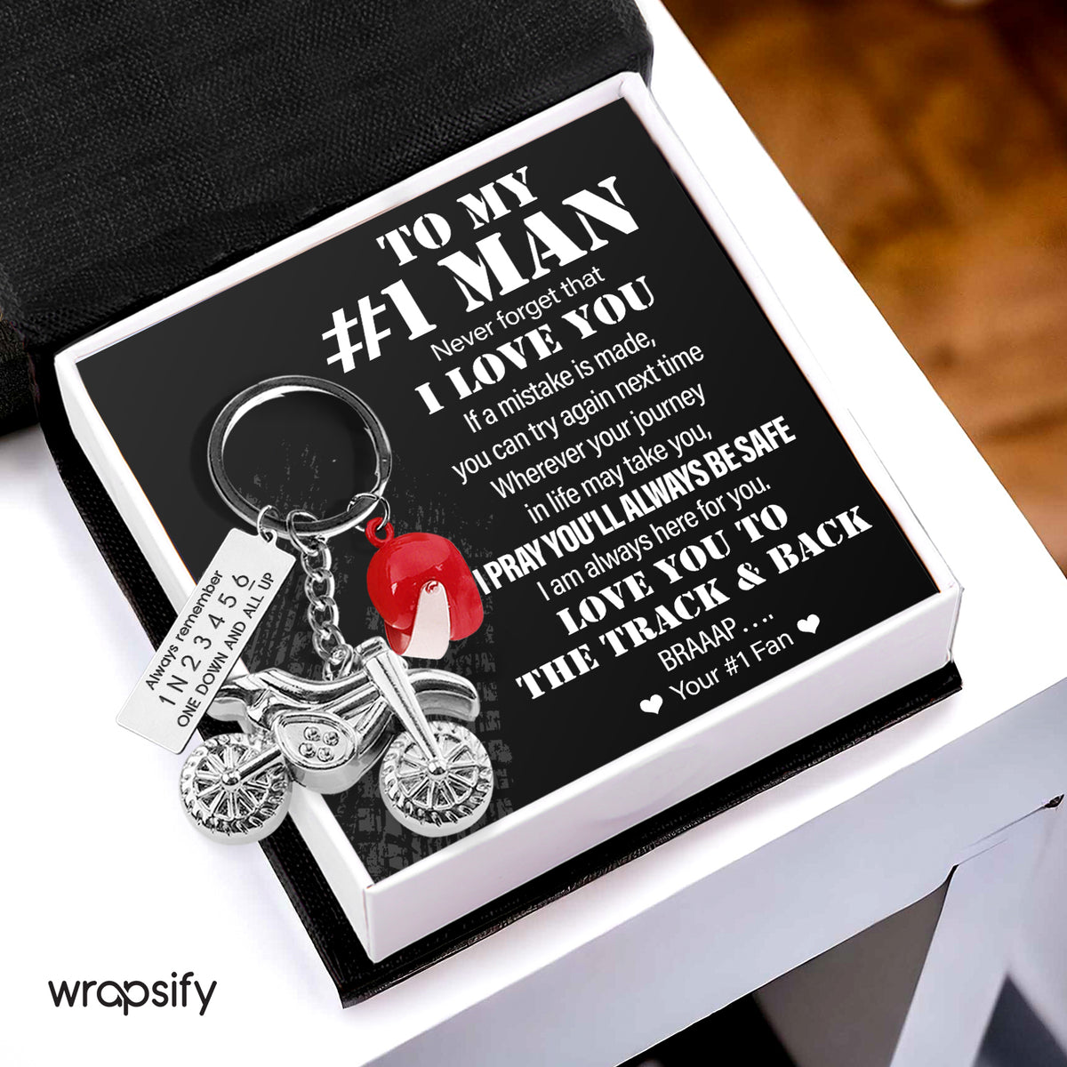 Dirt Bike Helmet Keychain - Biker - To My #1 Man - I Am Always Here For You - Gkey26003