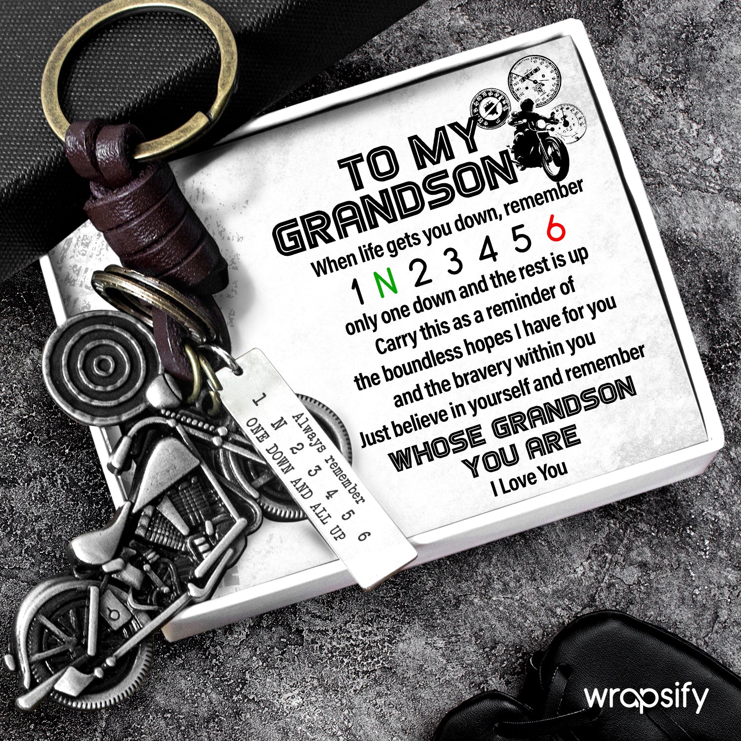 Motorcycle Keychain - Biker - To My Grandson - Just Believe In Yourself - Gkx22004