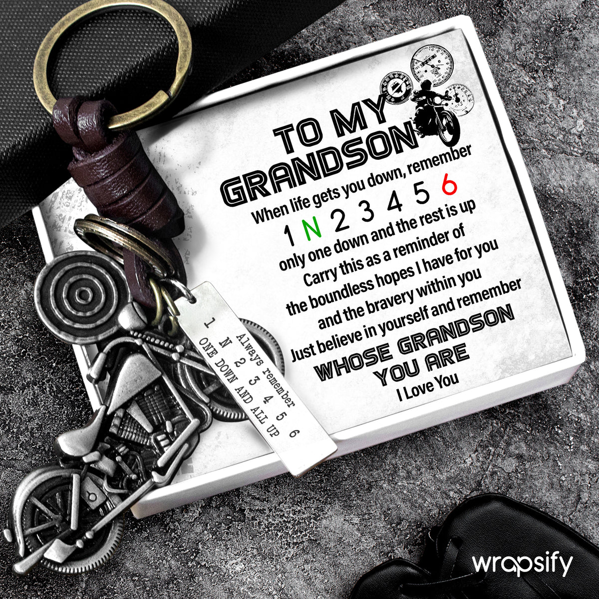 Motorcycle Keychain - Biker - To My Grandson - Just Believe In Yourself - Gkx22004