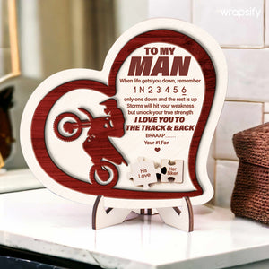 Wooden Dirt Bike Sign - Biker - To My Man - Only One Down And The Rest Is Up - Gan26011