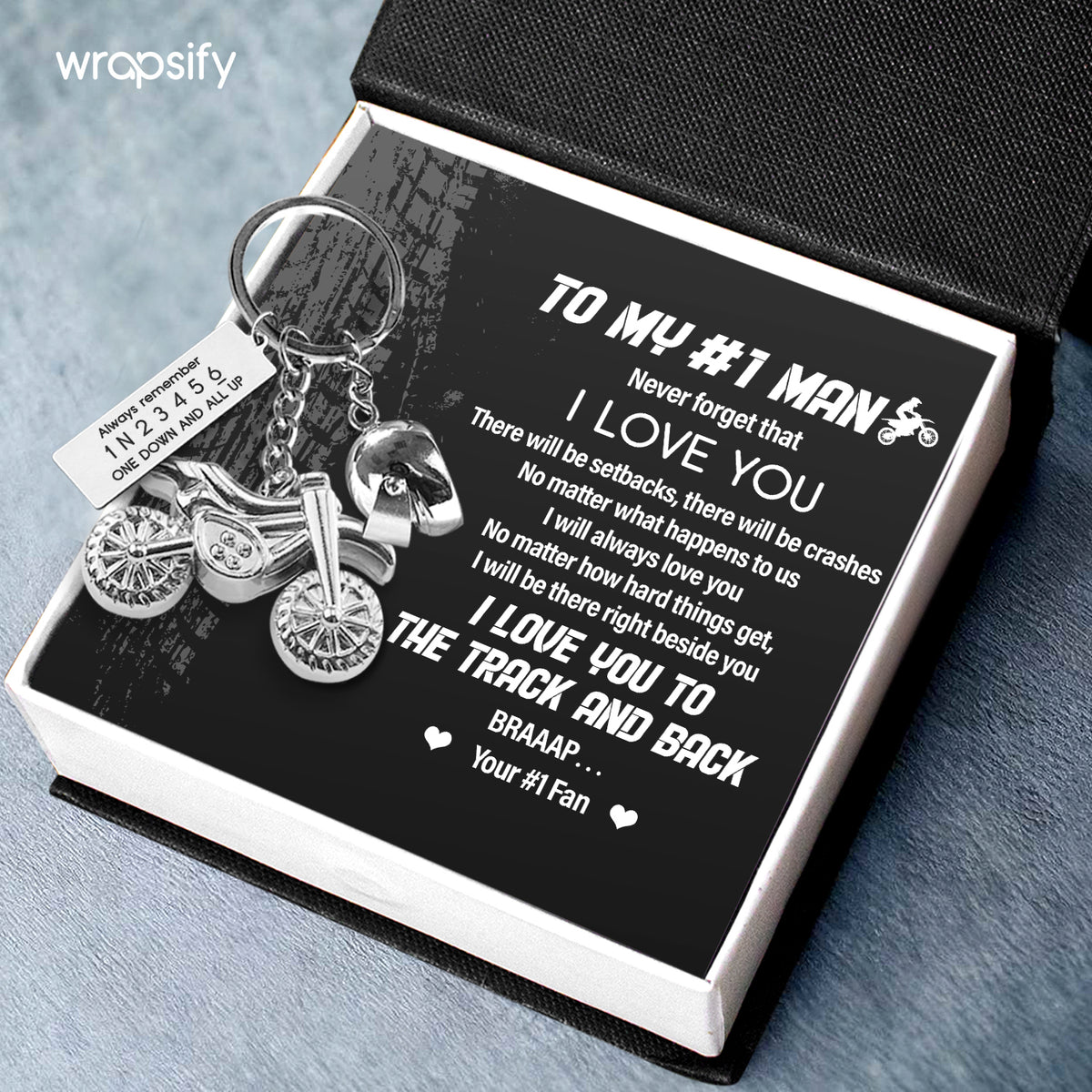 Dirt Bike Helmet Keychain - Biker - To My #1 Man - I Will Always Love You - Gkey26006