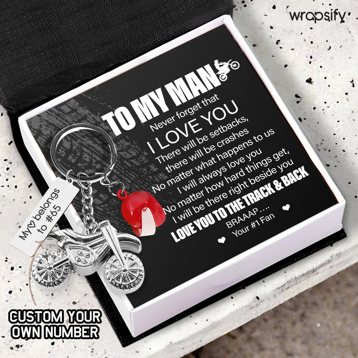 Personalized Dirt Bike Helmet Keychain - Biker - To My Man - I Will Always Love You - Gkey26009