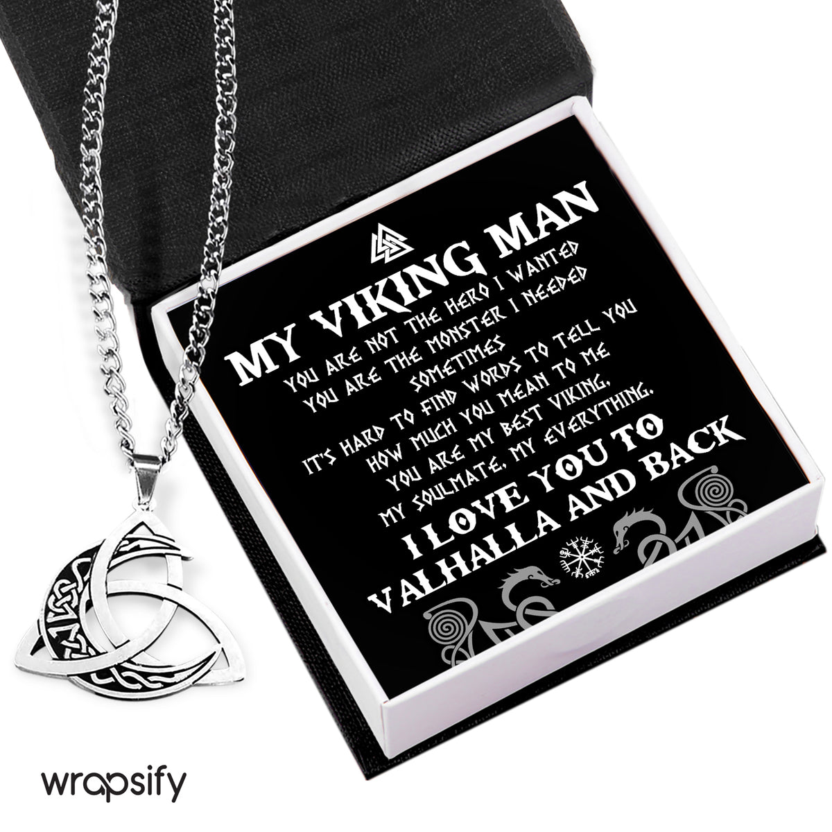 Triple Moon Necklace - Viking - To My Viking Man - You Are The Monster I Needed - Gnya26003