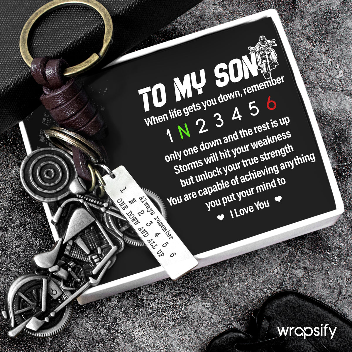 Motorcycle Keychain - Biker - To My Son - Unlock Your True Strength - Gkx16018