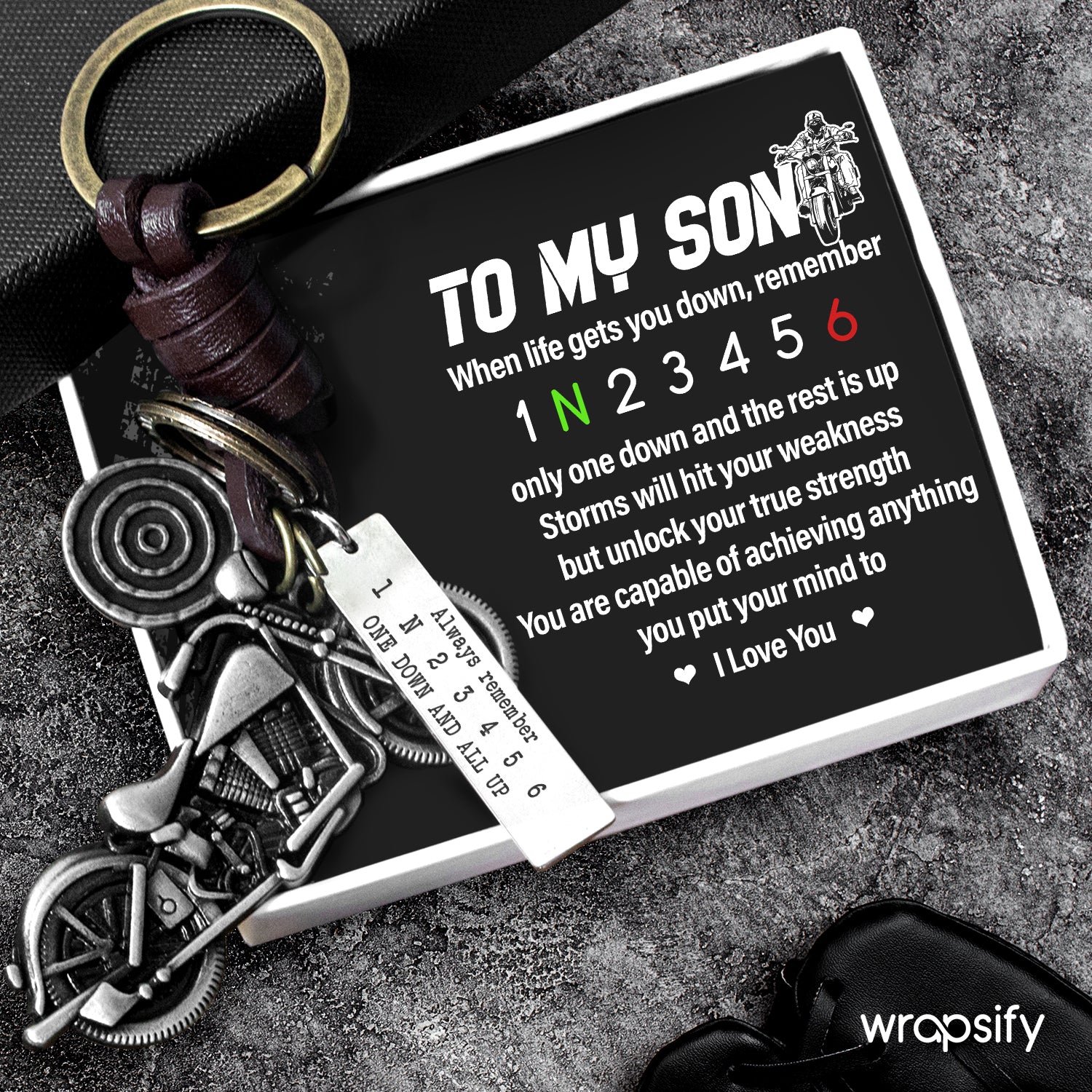 Motorcycle Keychain - Biker - To My Son - Unlock Your True Strength - Gkx16018