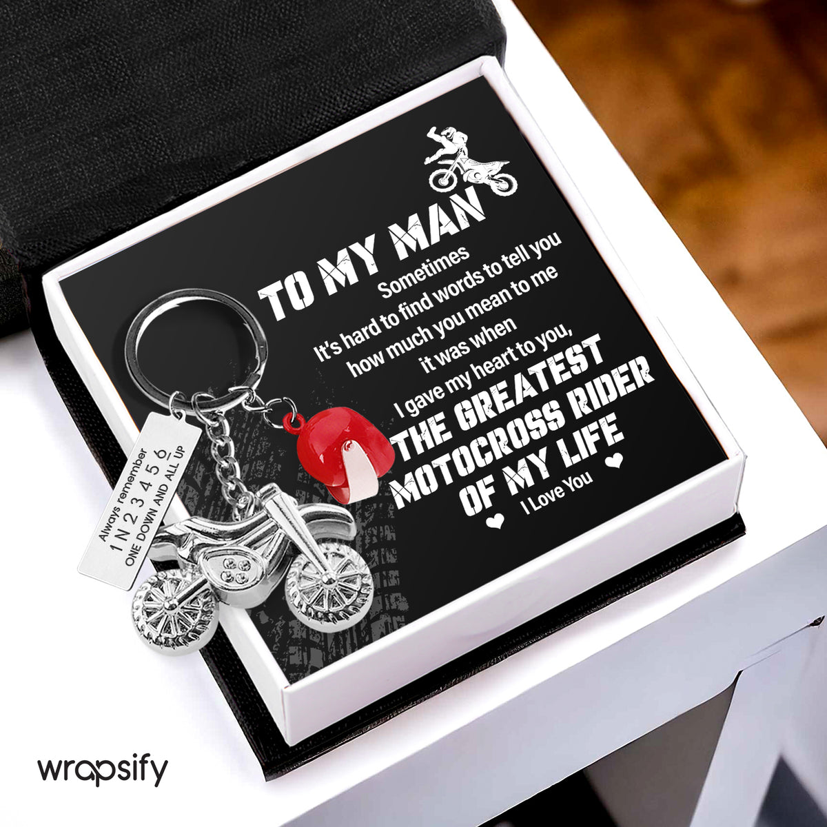 Dirt Bike Helmet Keychain - Biker - To My Man - The Greatest Motocross Rider Of My Life - Gkey26004