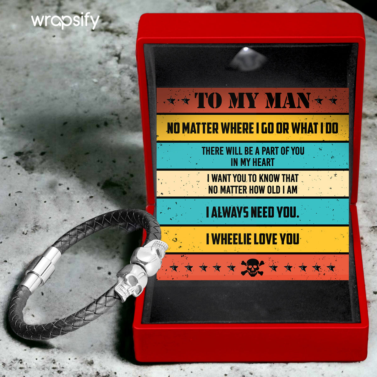 Skull Cuff Bracelet - Biker - To My Man - I Wheelie Love You - Gbbh26034