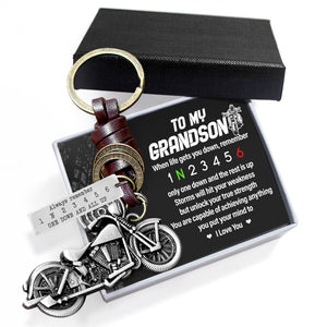 Motorcycle Keychain - Biker - To My Grandson - Unlock Your True Strength - Gkx22005