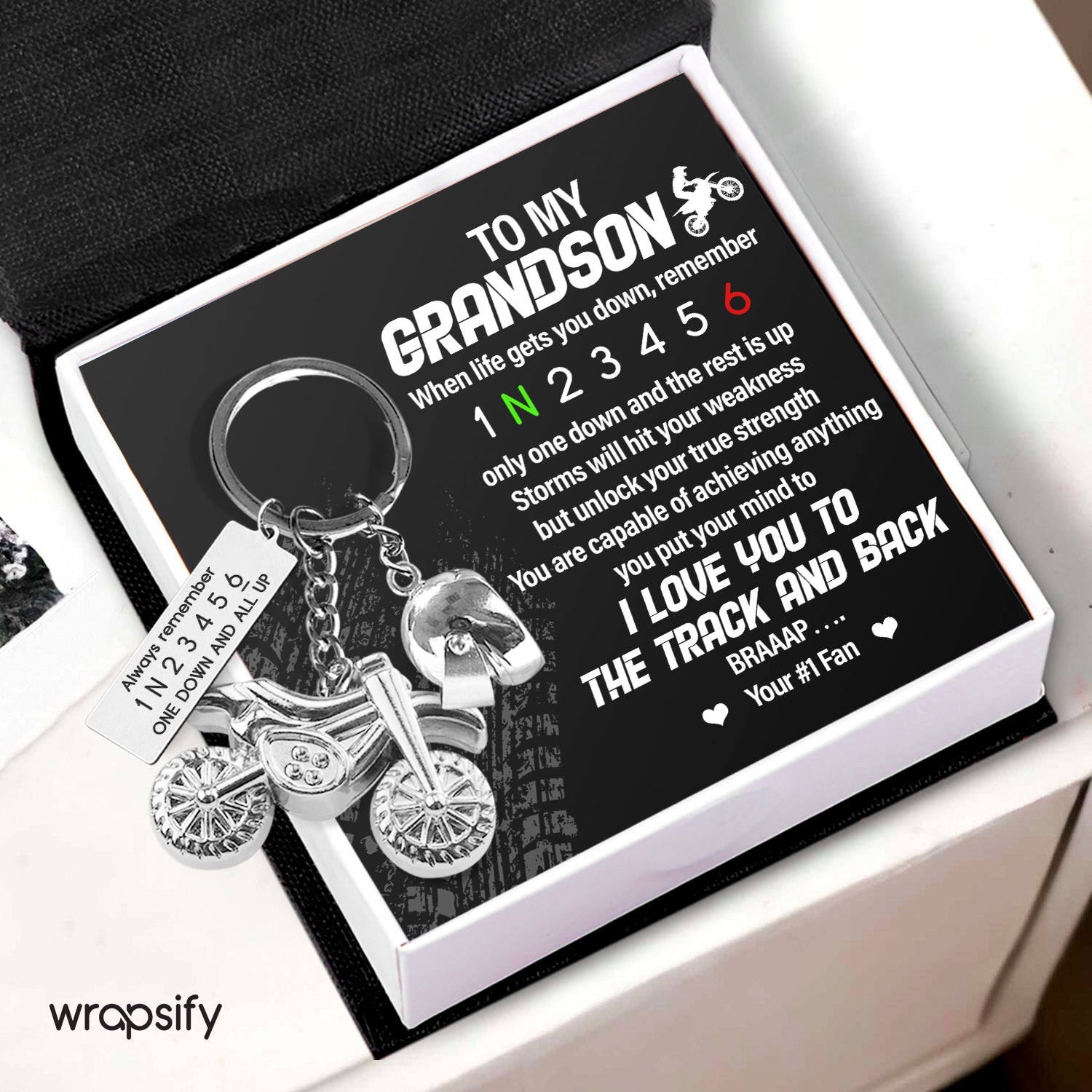 Dirt Bike Helmet Keychain - Biker - To My Grandson - I Love You To The Track & Back - Gkey22001