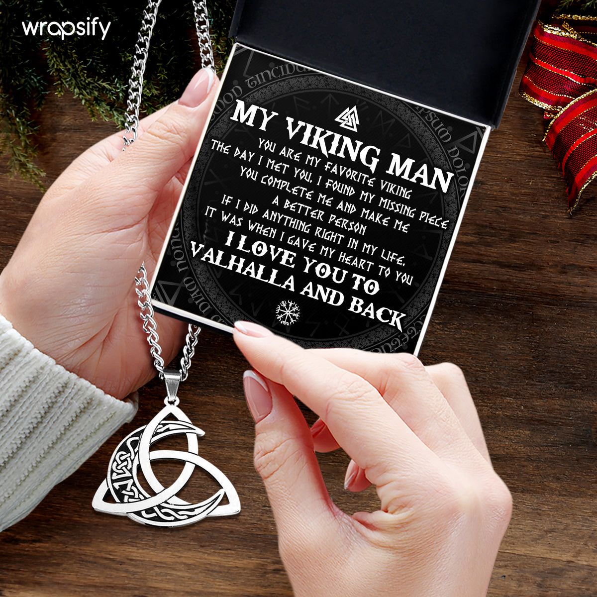 Triple Moon Necklace - Viking - To My Viking Man - The Day I Met You, I Found My Missing Piece - Gnya26002
