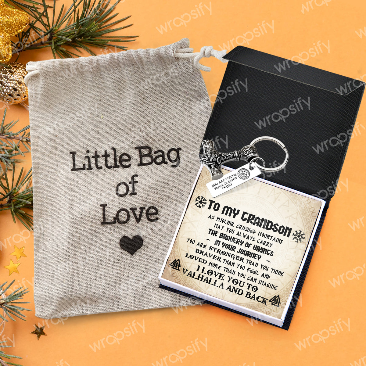 Viking Thor Keychain - Viking - To My Grandson - I Love You To Valhalla & Back - Gkbv22003