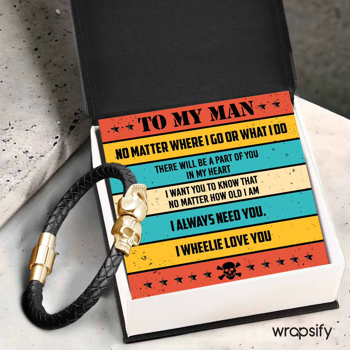 Skull Cuff Bracelet - Biker - To My Man - I Wheelie Love You - Gbbh26034