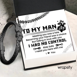 Skull Cuff Bracelet - Biker - To My Man - Falling In Love With You I Had No Control - Gbbh26032