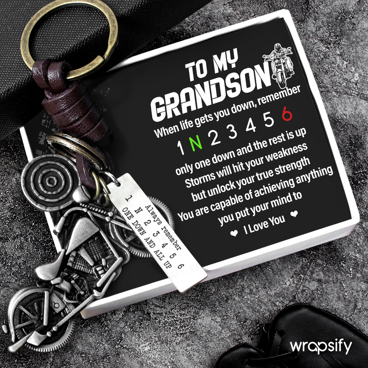 Motorcycle Keychain - Biker - To My Grandson - Unlock Your True Strength - Gkx22005