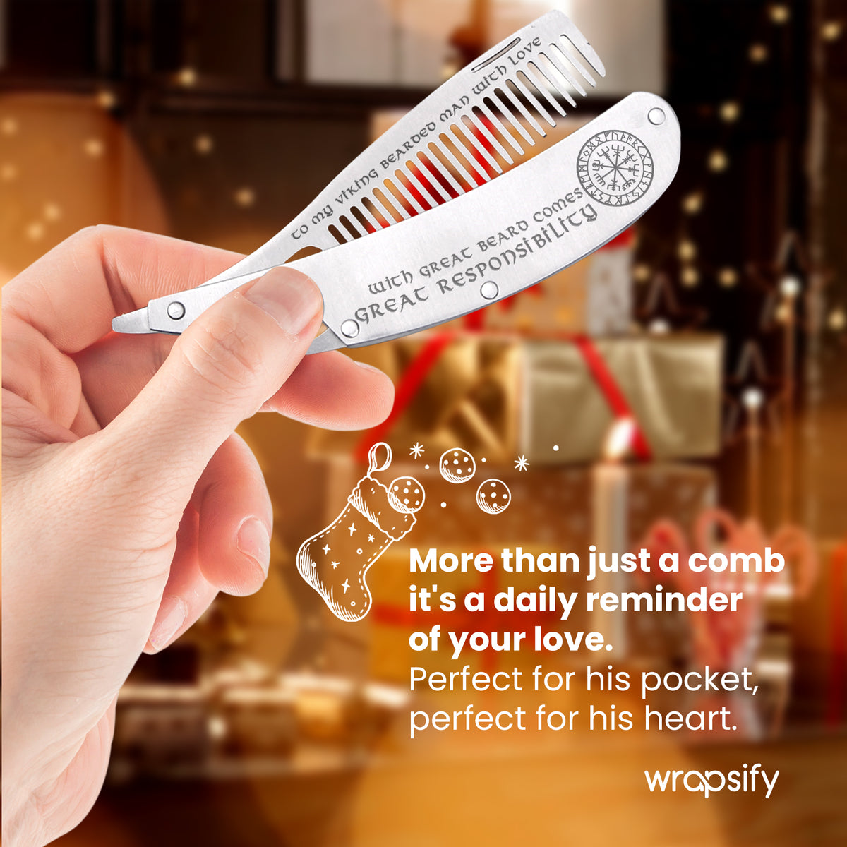 Folding Comb - To My Viking Bearded Man With Love - Gec26005