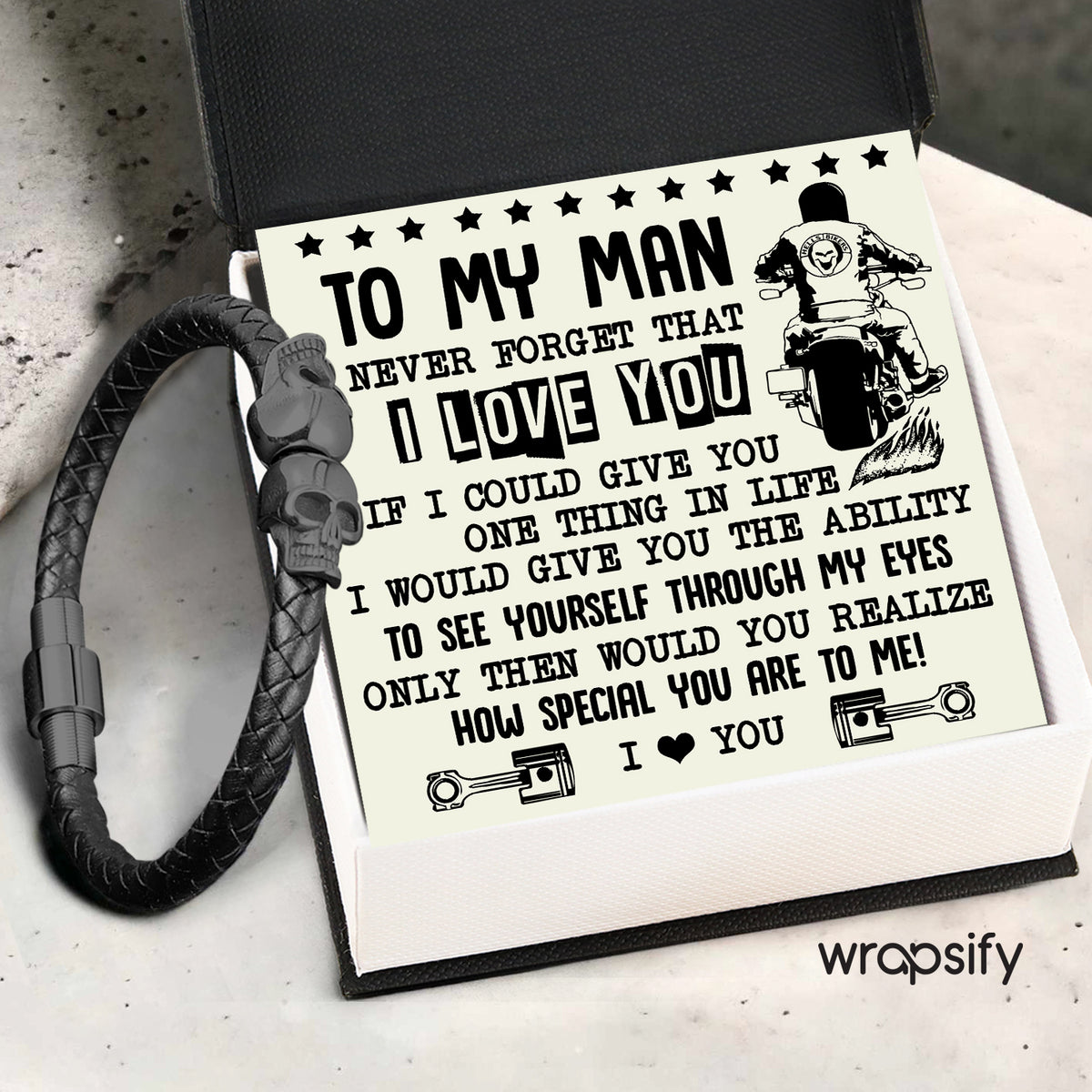 Skull Cuff Bracelet - Biker - To My Man - How Special You Are To Me - Gbbh26031