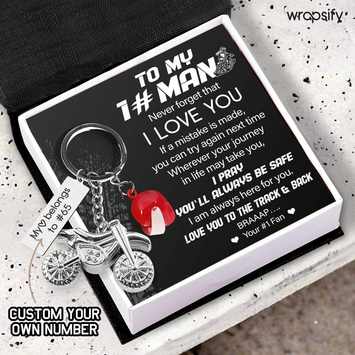 Personalized Dirt Bike Helmet Keychain - Biker - To My #1 Man - I Pray You'll Always Be Safe - Gkey26008