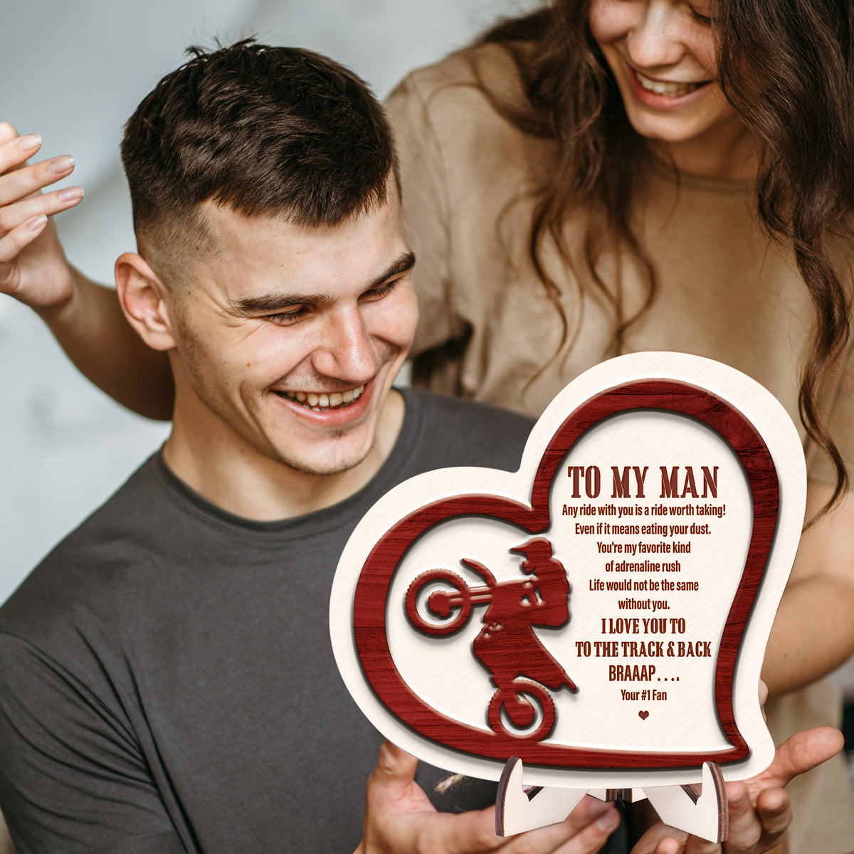 Wooden Dirt Bike Sign - Biker - To My Man - You're My Favorite Kind Of Adrenaline Rush - Gan26013