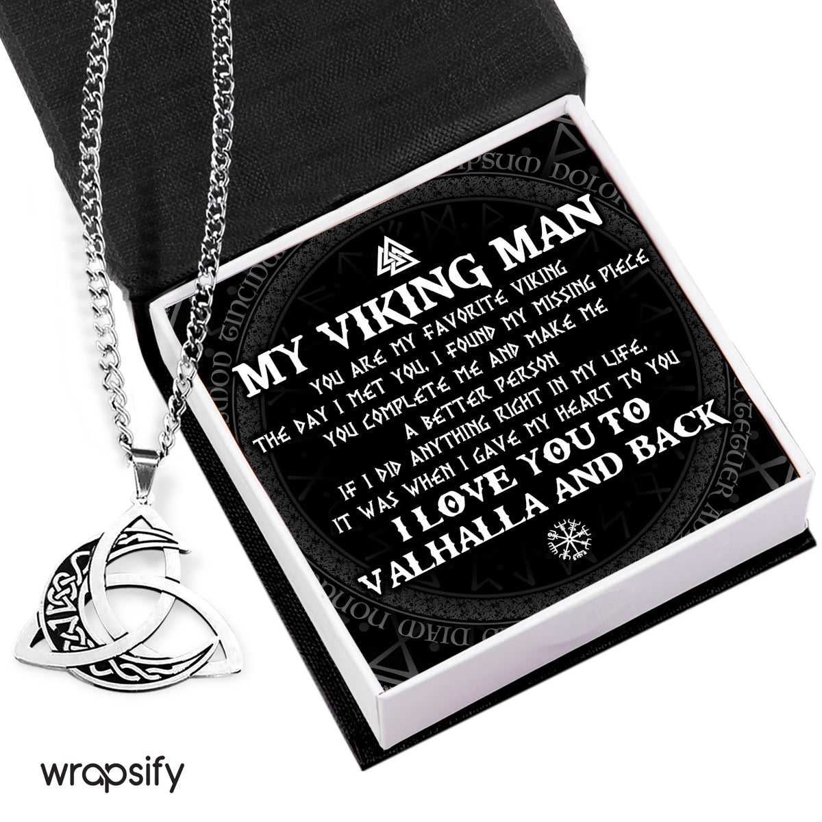 Triple Moon Necklace - Viking - To My Viking Man - The Day I Met You, I Found My Missing Piece - Gnya26002