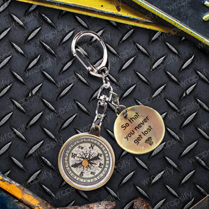 Mini Compass Keychain - Biker - To My Grandson - You Will Never Lose - Gkez22001