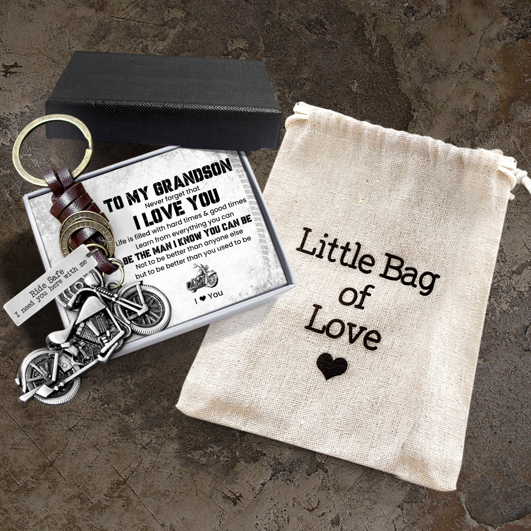Motorcycle Keychain - Biker - To My Grandson - Never Forget That I Love You - Gkx22001