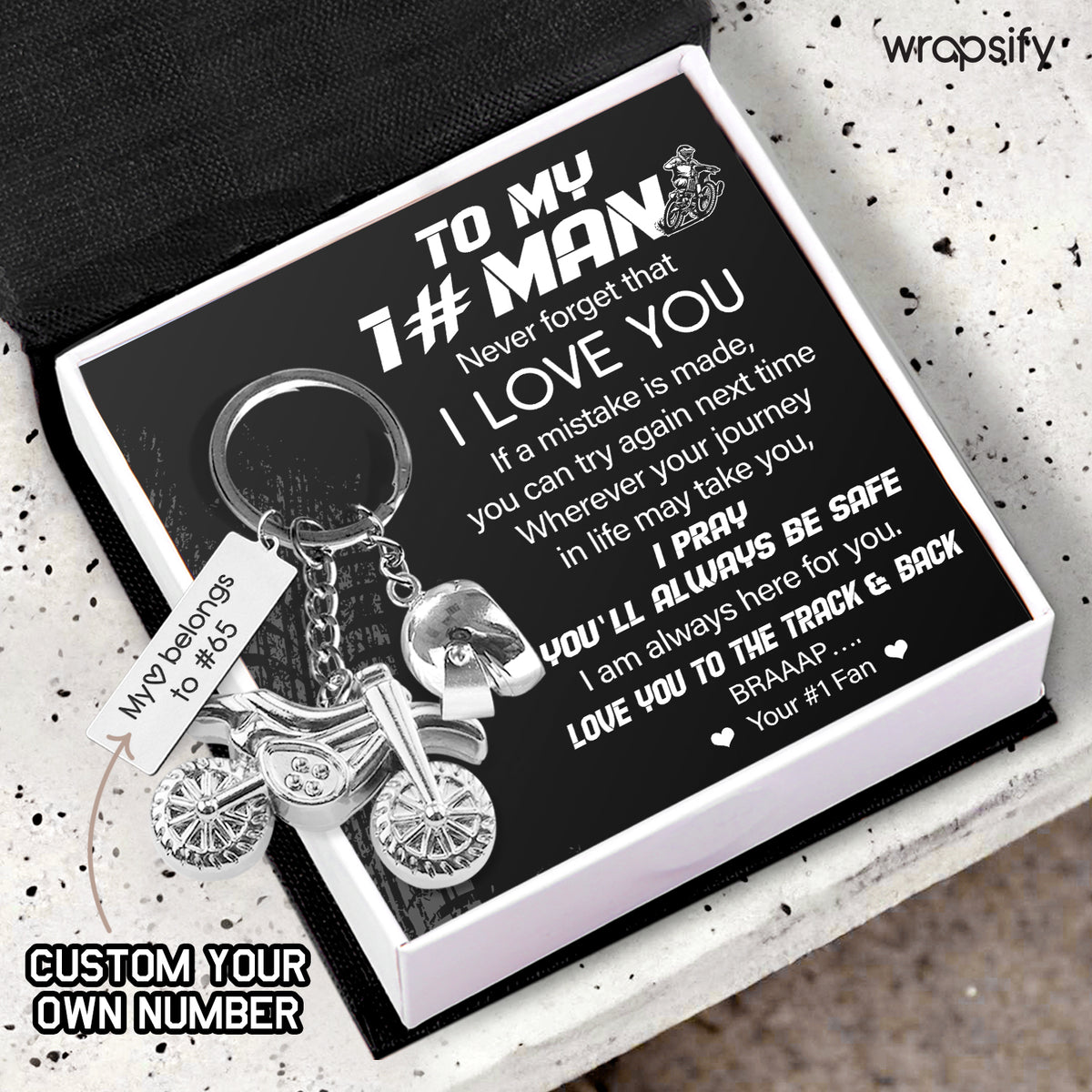 Personalized Dirt Bike Helmet Keychain - Biker - To My #1 Man - I Pray You'll Always Be Safe - Gkey26008