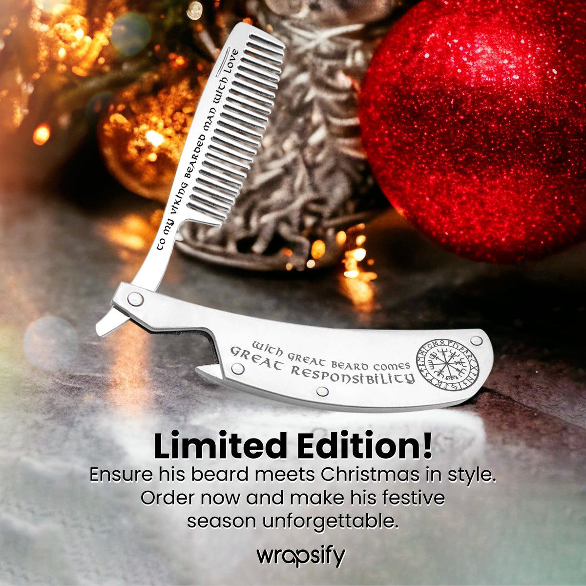 Folding Comb - To My Viking Bearded Man With Love - Gec26005