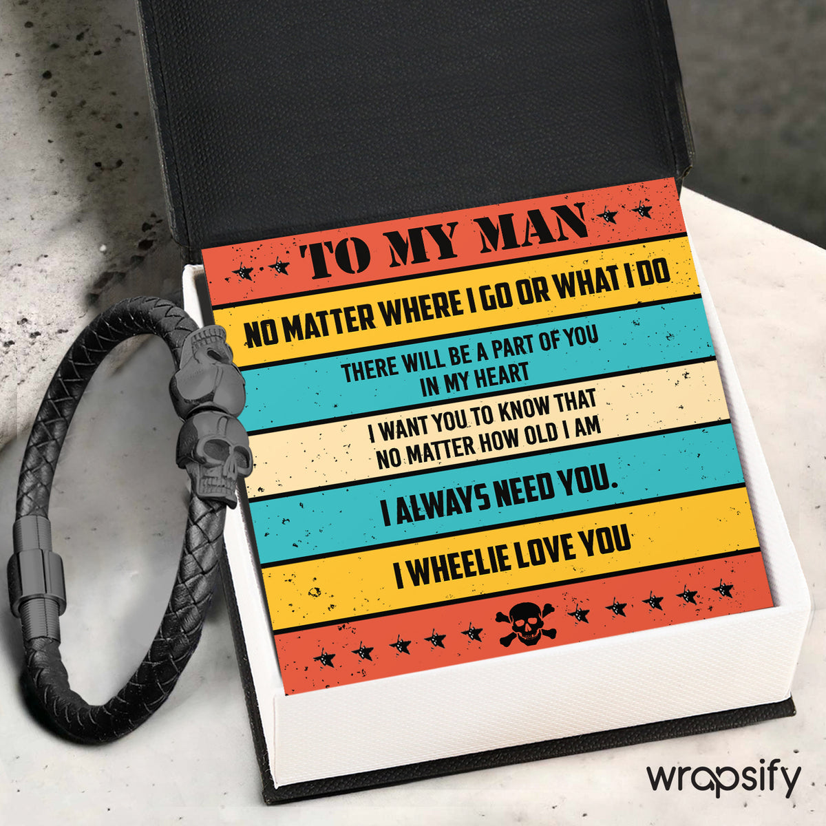 Skull Cuff Bracelet - Biker - To My Man - I Wheelie Love You - Gbbh26034