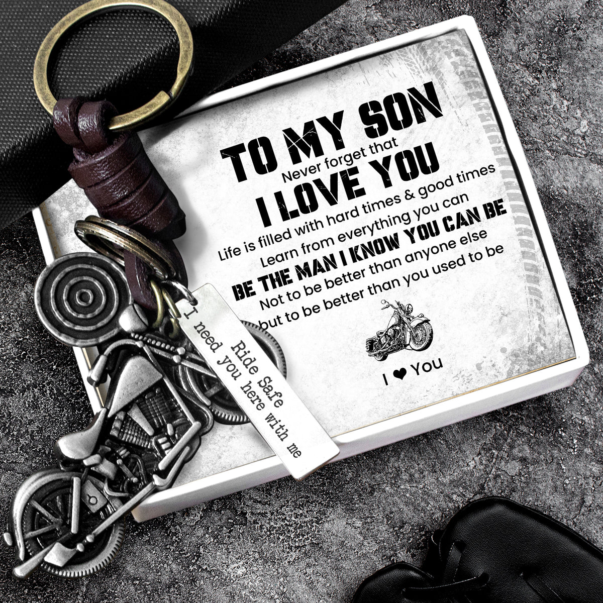 Motorcycle Keychain - Biker - To My Son - Never Forget That I Love You - Gkx16014