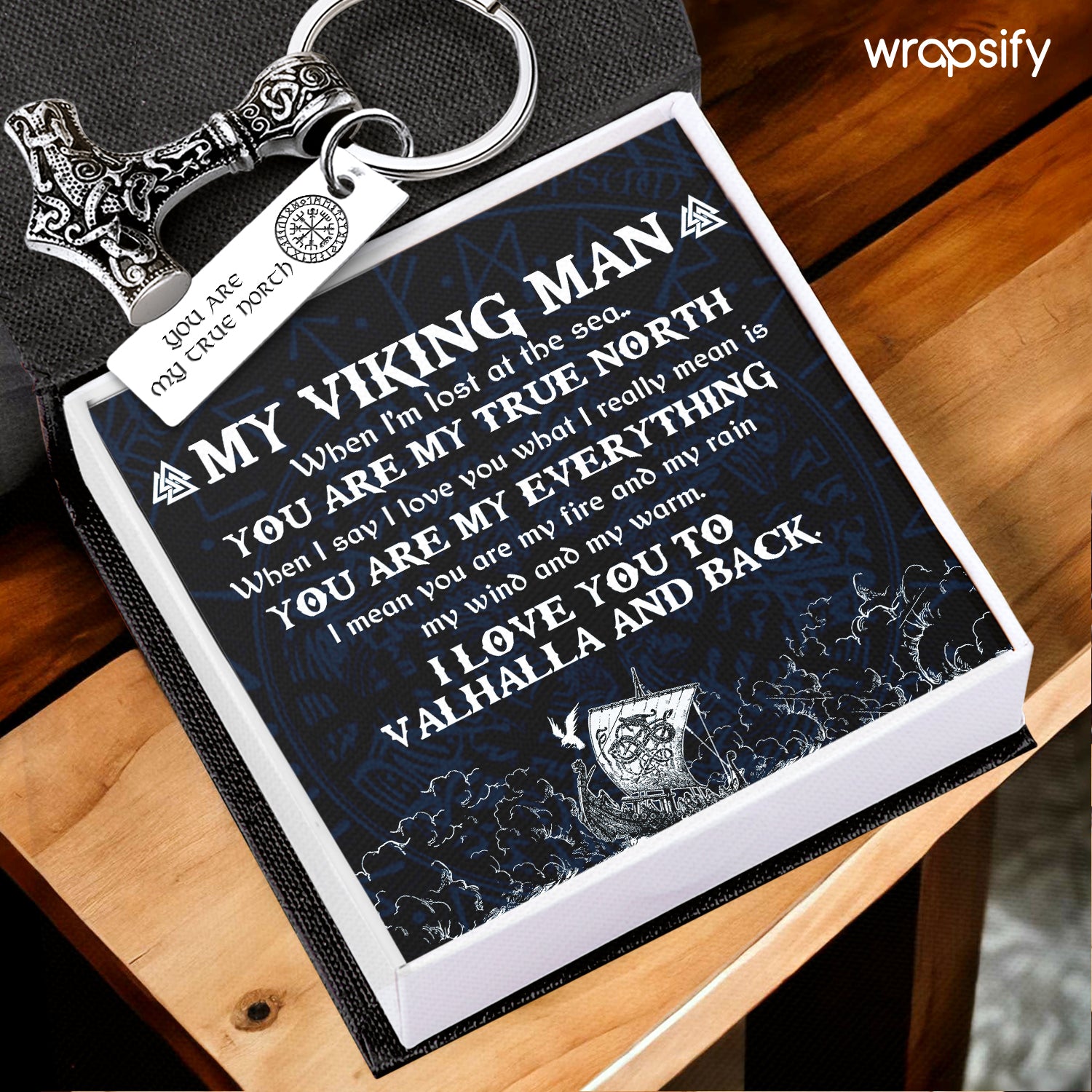 Viking Thor Keychain - Viking - To My Man - You Are My True North - Gkbv26009
