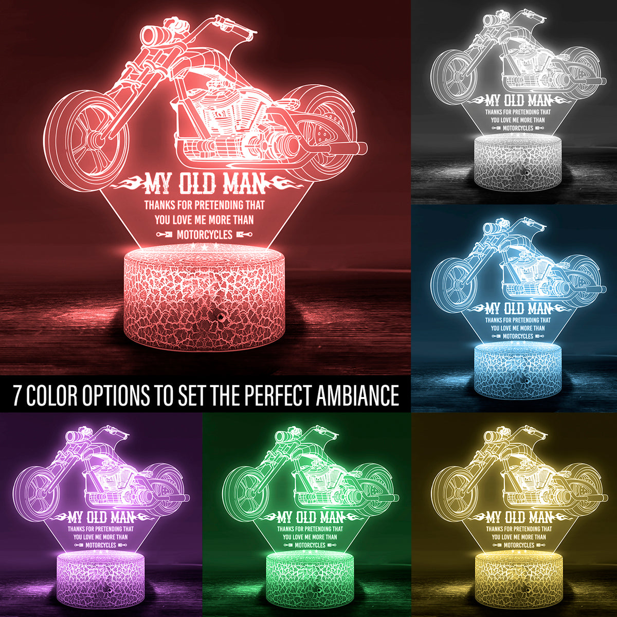 3D Led Light - Biker - To My Old Man - Thanks For Pretending That You Love Me More Than Motorcycles - Glca26013