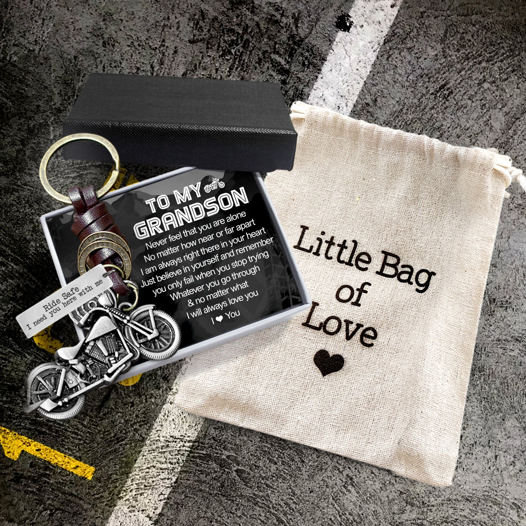 Motorcycle Keychain - Biker - To My Grandson - I Will Always Love You - Gkx22002