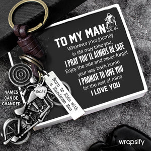 Personalized Motorcycle Keychain - Biker - To My Man - I Pray You'll Always Be Safe - Gkx26024