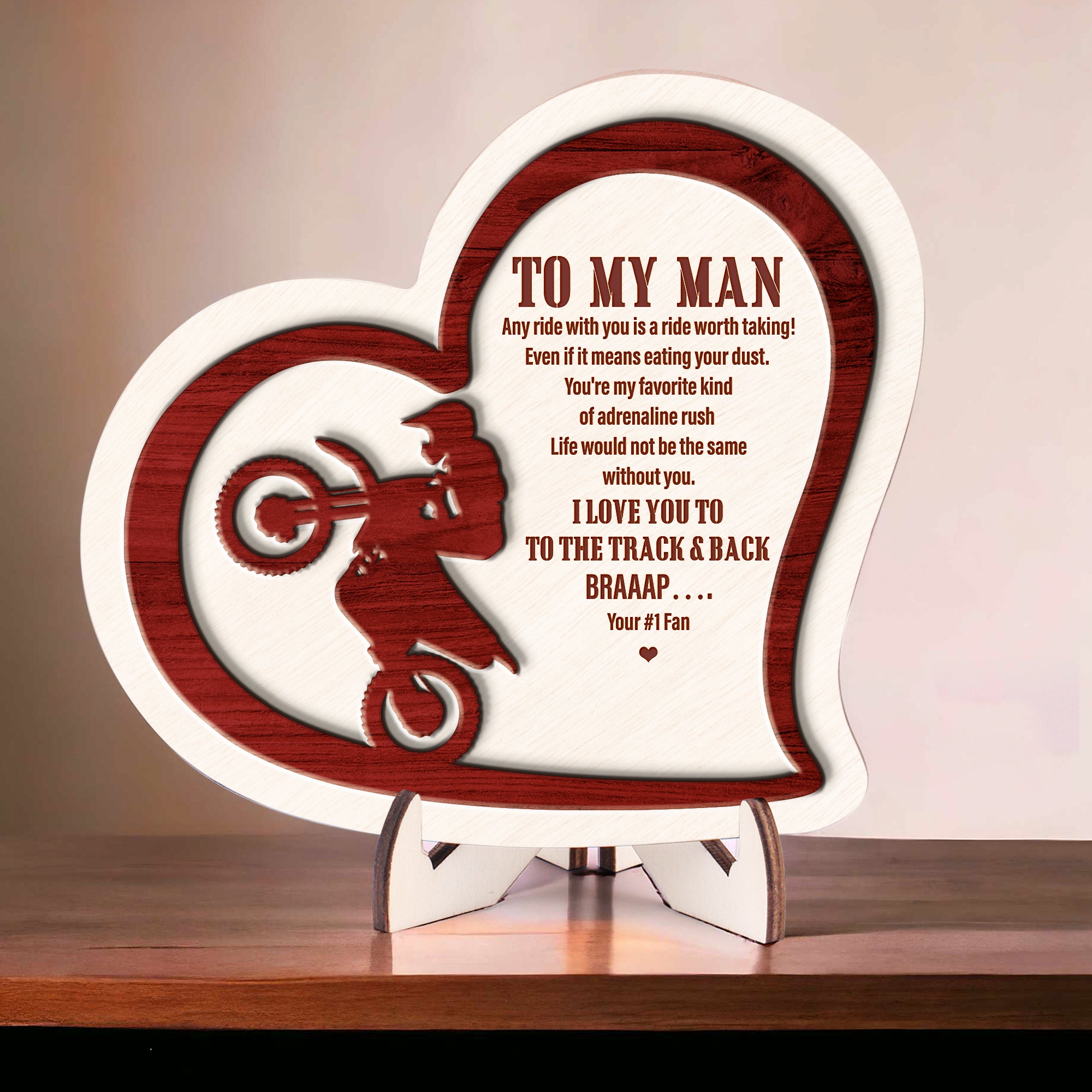 Wooden Dirt Bike Sign - Biker - To My Man - You're My Favorite Kind Of Adrenaline Rush - Gan26013