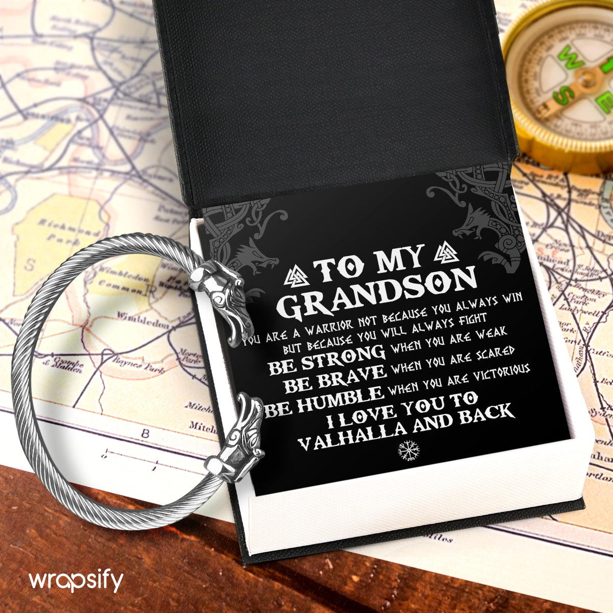 Norse Dragon Bracelet - Viking - To My Grandson - Be Humble When You Are Victorious - Gbzi22002