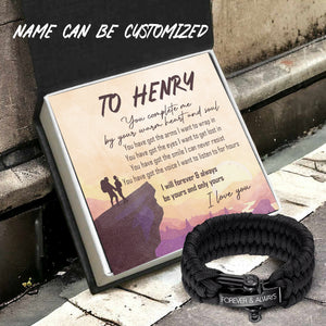 Personalized Paracord Rope Bracelet - Hiking - To My Man - You Complete Me By Your Warm Heart And Soul - Gbxa26008