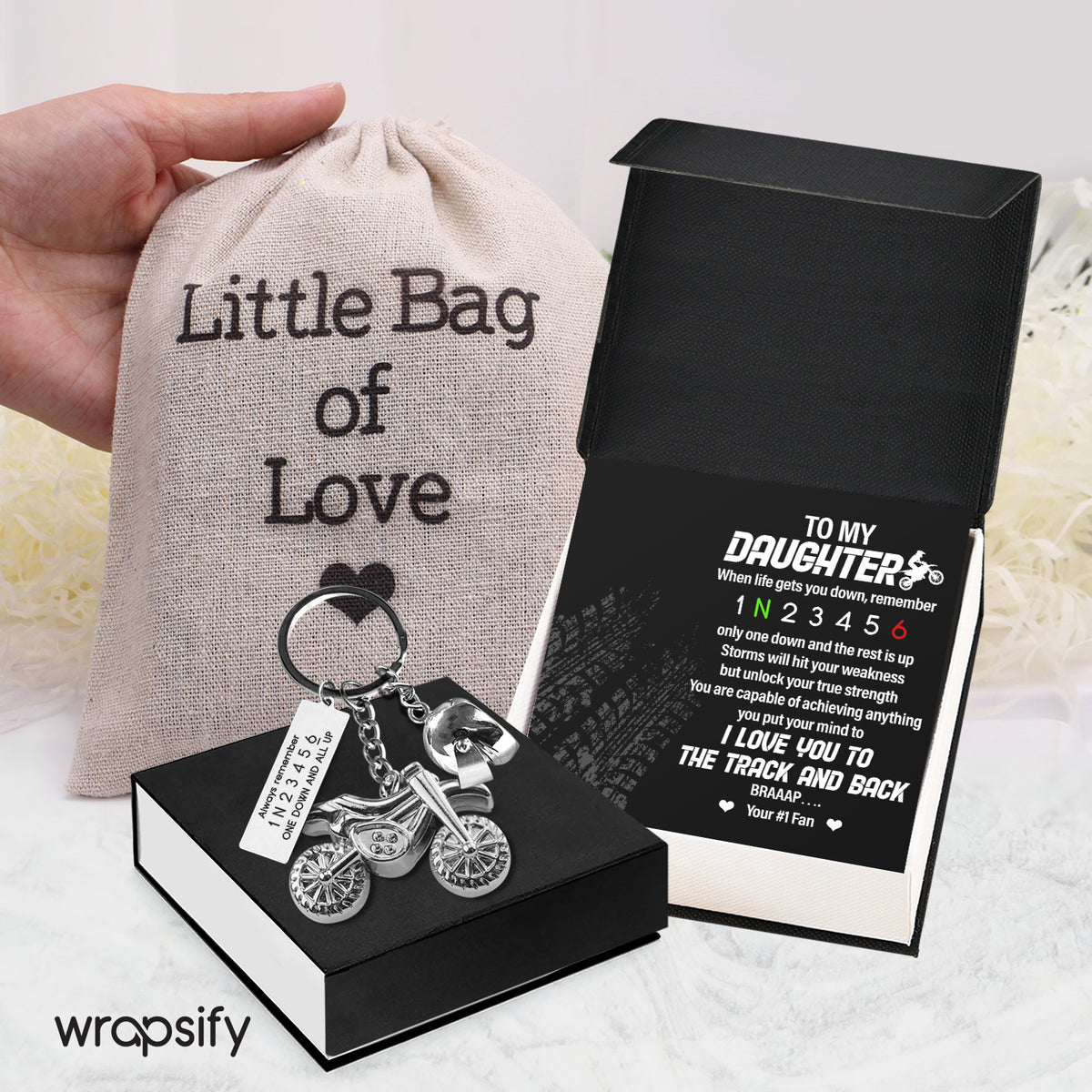 Dirt Bike Helmet Keychain - Biker - To My Daughter - I Love You To The Track & Back - Gkey17001