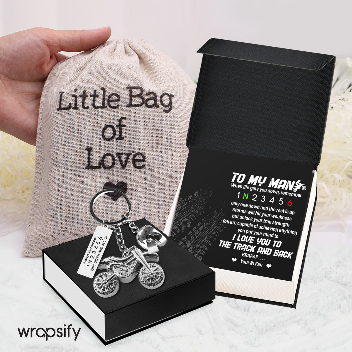 Dirt Bike Helmet Keychain - Biker - To My Man - I Love You To The Track & Back - Gkey26002