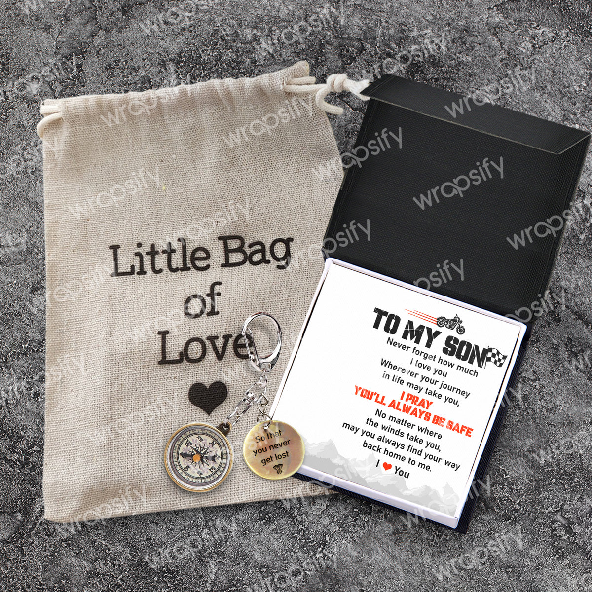 Mini Compass Keychain - Biker - To My Son - Never Forget How Much I Love You - Gkez16002