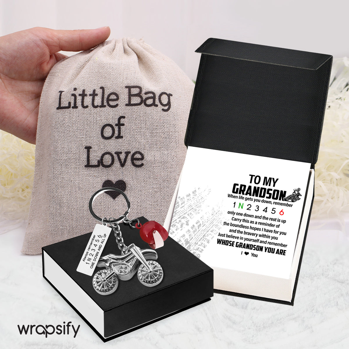 Dirt Bike Helmet Keychain - Biker - To My Grandson - Just Believe In Yourself - Gkey22003