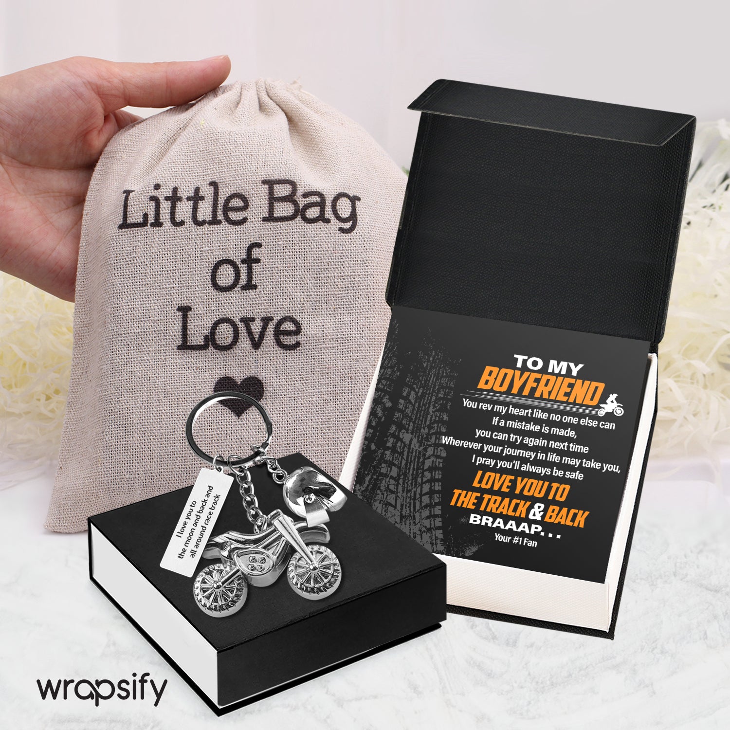Dirt Bike Helmet Keychain - Biker - To My Boyfriend - You Rev My Heart Like No One Else Can - Gkey12005