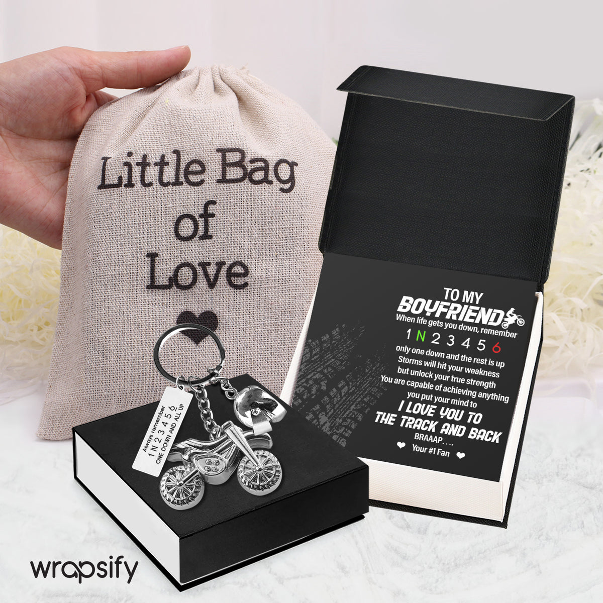 Dirt Bike Helmet Keychain - Biker - To My Boyfriend - I Love You To The Track & Back - Gkey12007