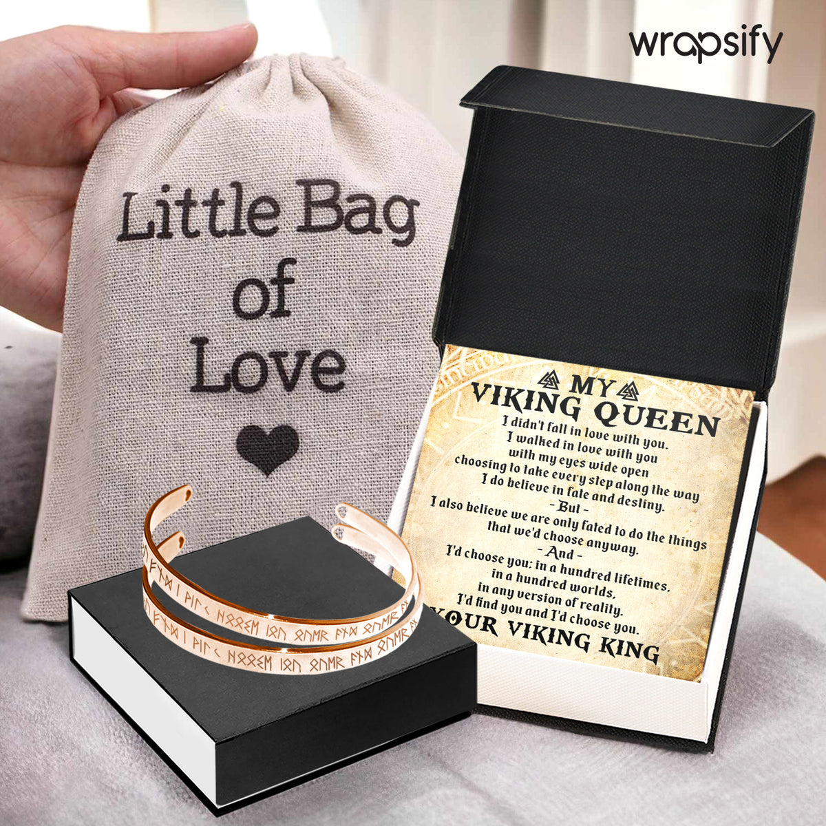 Viking Rune Couple Bracelets - Viking - To My Viking Queen - I Walked In Love With You - Gbt13047