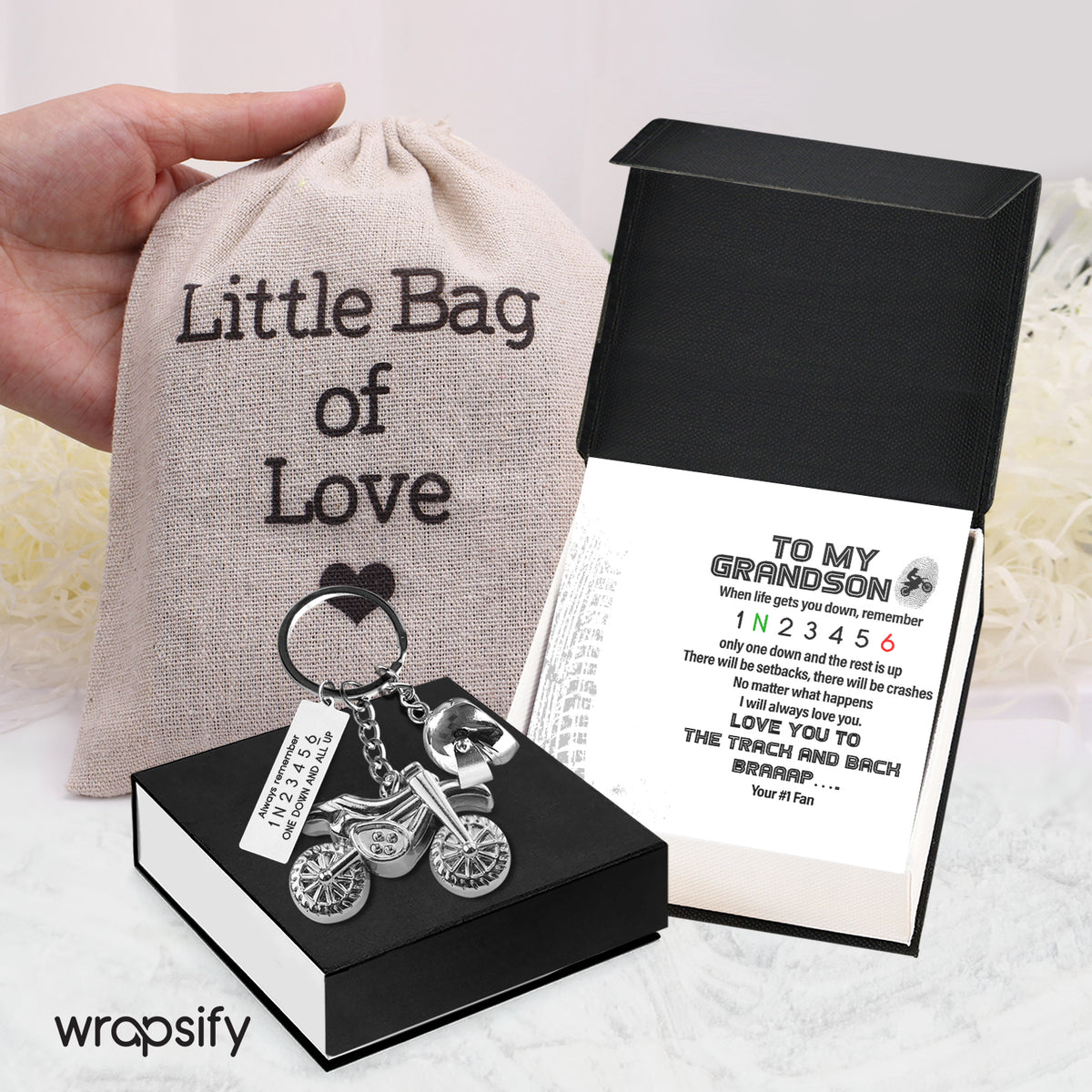 Dirt Bike Helmet Keychain - Biker - To My Grandson - I Will Always Love You - Gkey22002